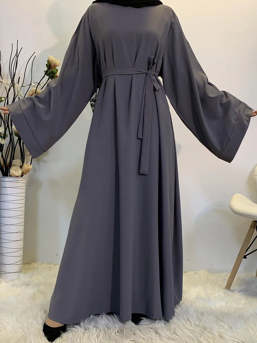 Muslim Women Arabic Dubai Eid Abaya Plus Size Long Dress Modest Ramadan Solid Color Prayer Robe Kaftan Femme Islamic Clothing