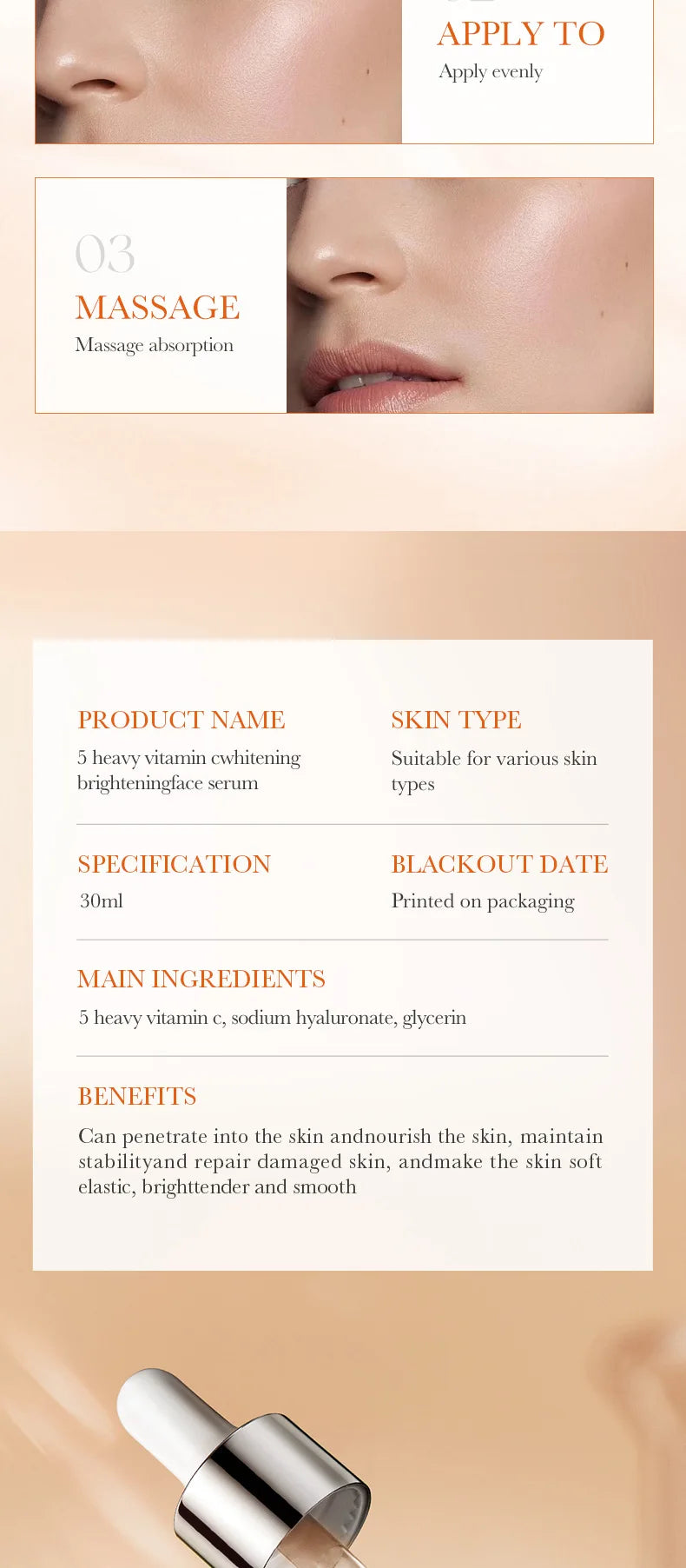 Vitamin C Hydrating Serum 5 Functions Facial Moisturizing Repair Essence Facial Shrink Pores Brightning Korean SkinCare Products