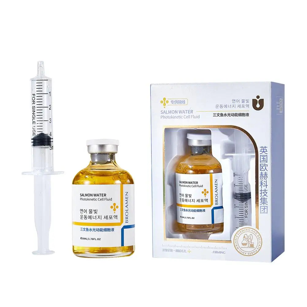 Salmon Oil Facial Serum Liquid Moisturizer Nourishing Repair Smooth Shrink Pore Hyaluronic Acid Face Care Serum 50ml+1ml