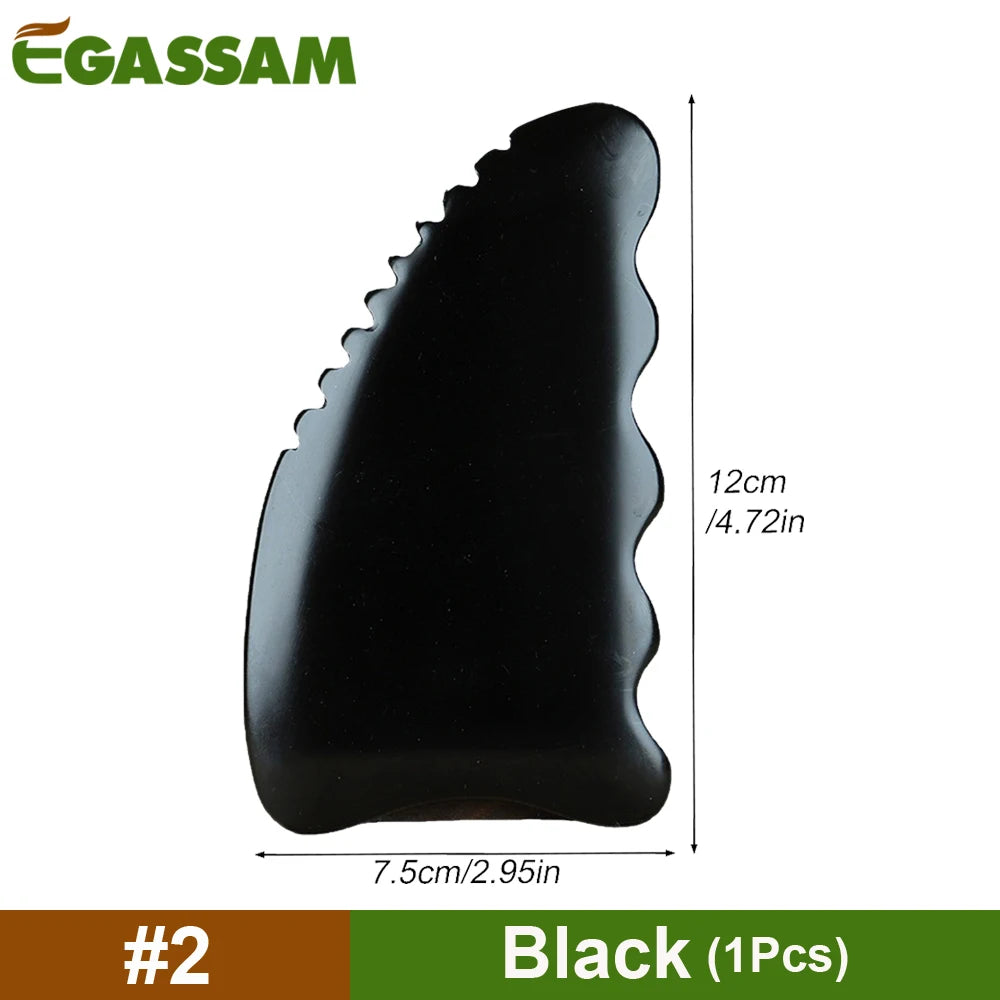 Gua Sha Facial Body Massage Tools, Gua Sha Bian Stone, Gua Sha Stone with Ridges, Gentle Gua Sha Scraping Massage Tool Black