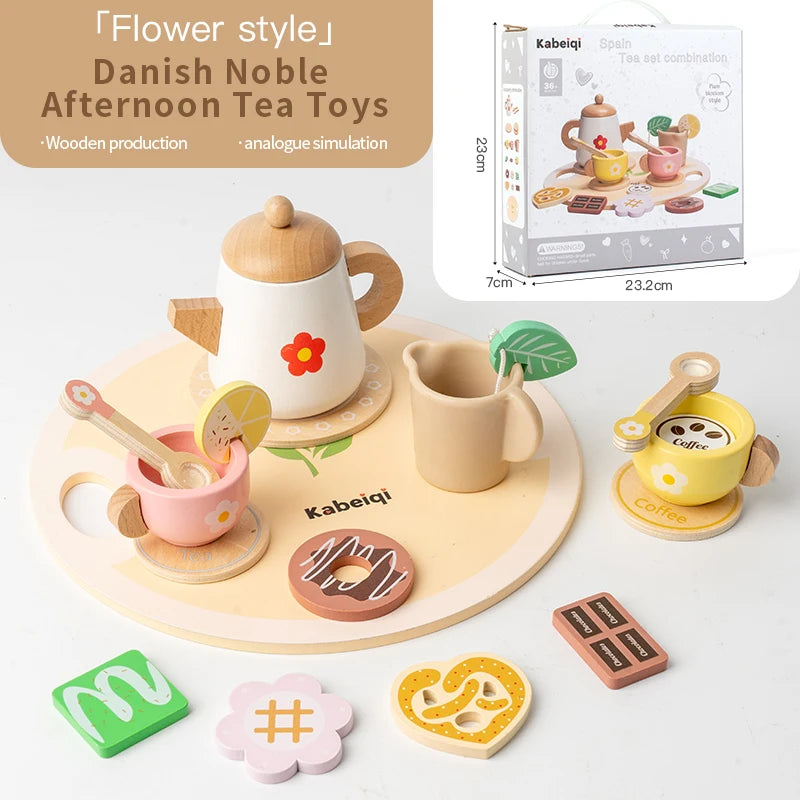 Children's simulation wooden toys, tea set sets, pretend games, baby educational toys, birthday and holiday gifts