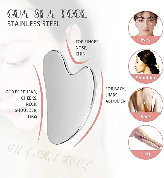 2025 New Gua Sha Facial Tools Scraping Massage Tool Stainless Steel SUS304 Smooth SPA Therapy For Face gua shua