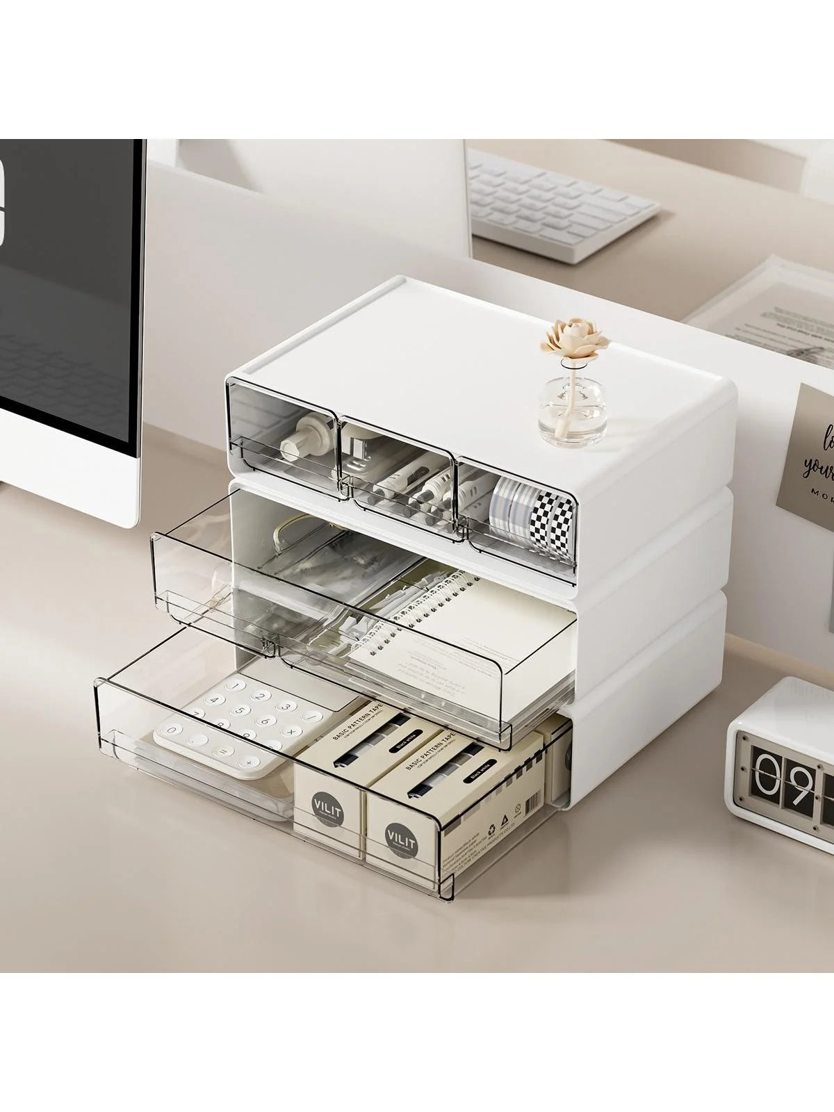 Simple Der Sle Desktop Organizer Cosmetic Storage Cabinet Office Document Storage Box Multi ids Space Saver
