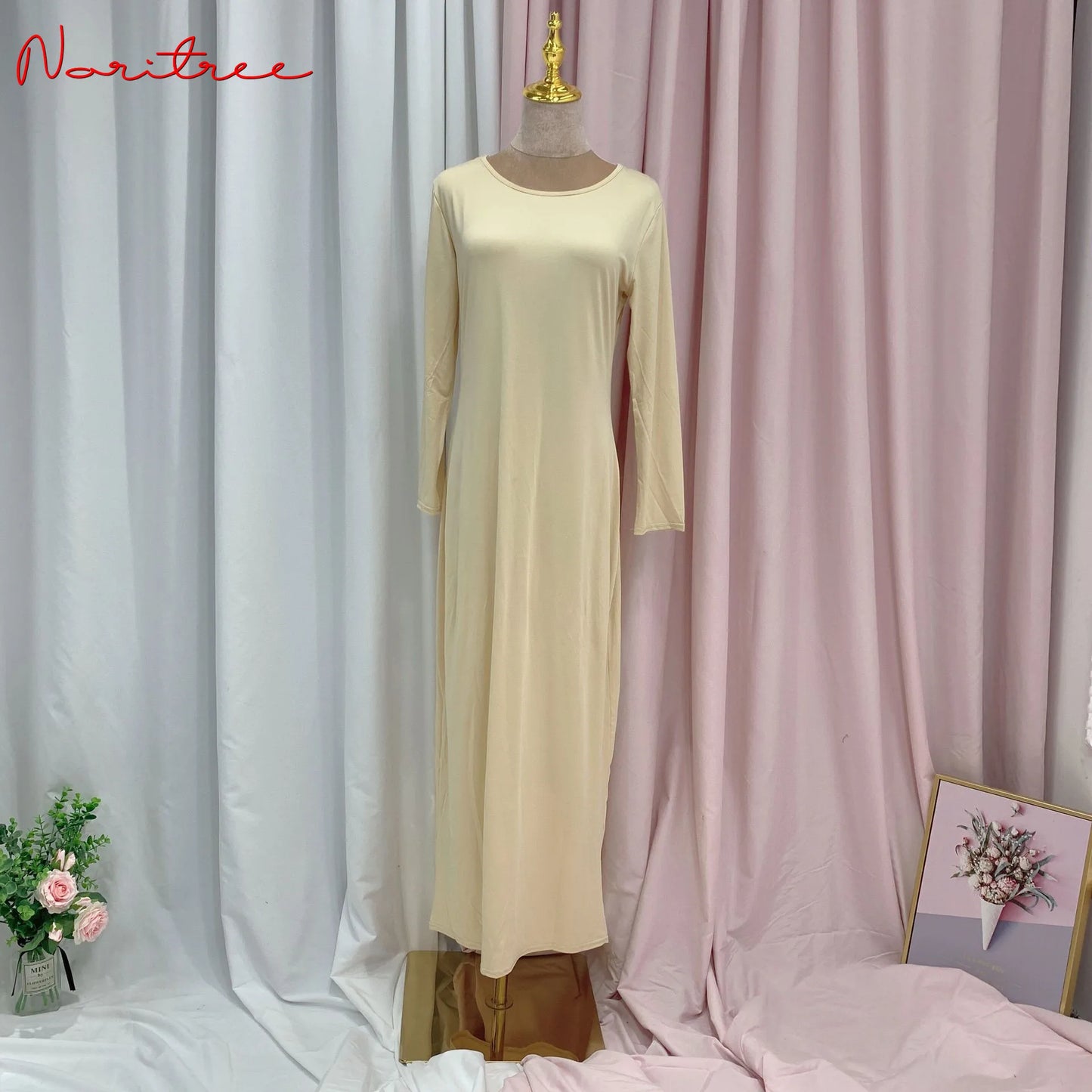 New Fashion Stretch Islamic Inside Dress Robes Inside Fancy Dress Inner Dress French Stylish Modesty Islamic Dress WY56