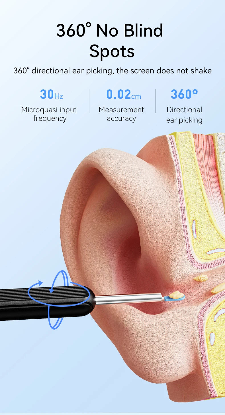 Smart ear cleaner with wireless camera and LED light offers high-precision ear wax removal as a wireless otoscope cleaning kit