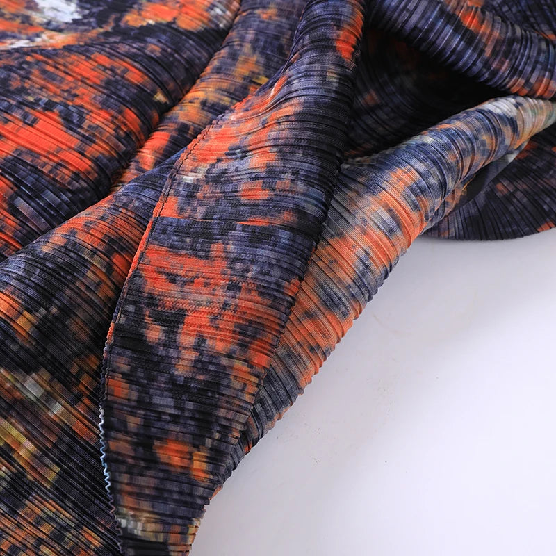 Modest Pleated Robe Islamic Pleated 2024 Muslim Long Sleeve Dress Cape Printed Women Fashion Abaya