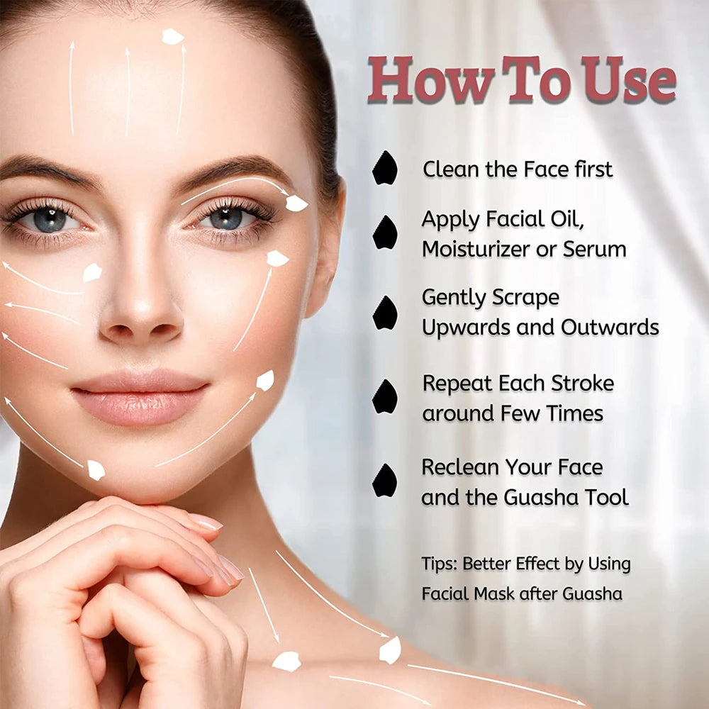 Gua Sha Facial Body Massage Tools,Unique 9-Edge Gua Sha Bian Stone,3D Gua Sha Stone with Ridges,Gua Sha Scraping Massage Tool