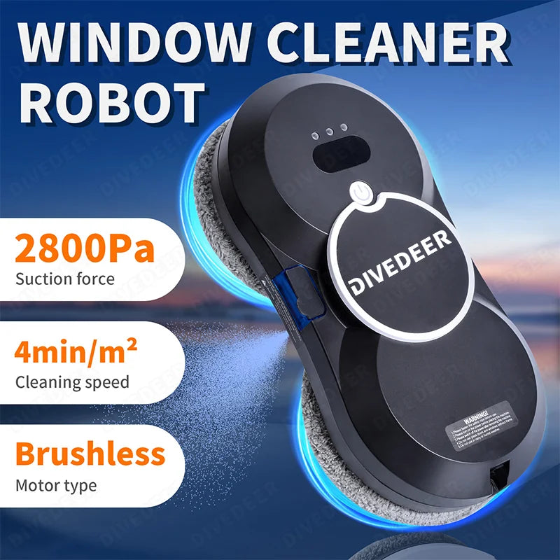 DIVEDEER Home intelligent cleaning robot with automatic water spraying function, anti drop magnetic glass cleaning machine