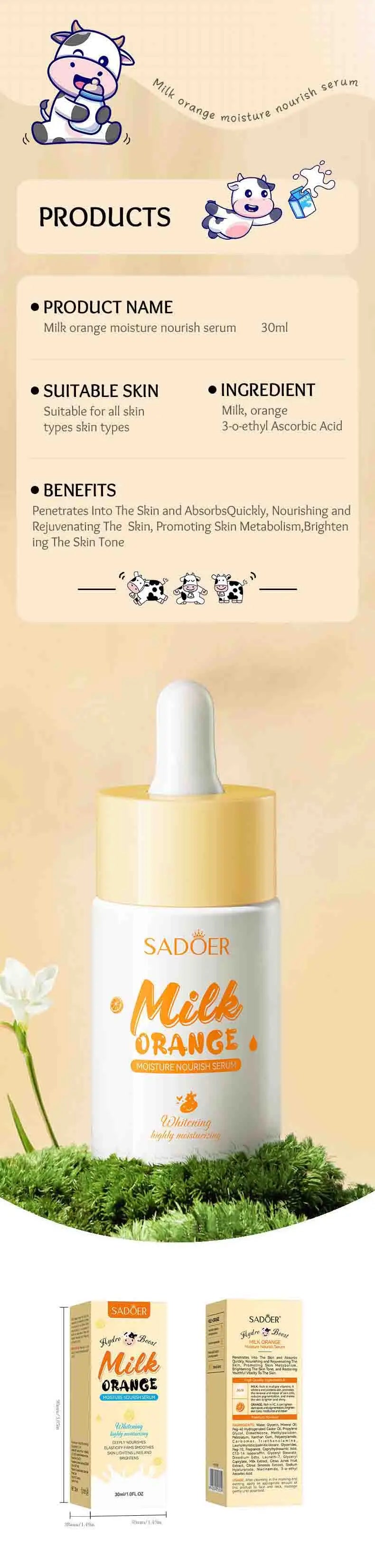 SADOER Milk Fruits Facial Serum for Face skincare Moisturizing Firming Hydrating Facial Essence Beauty Face Skin Care Products