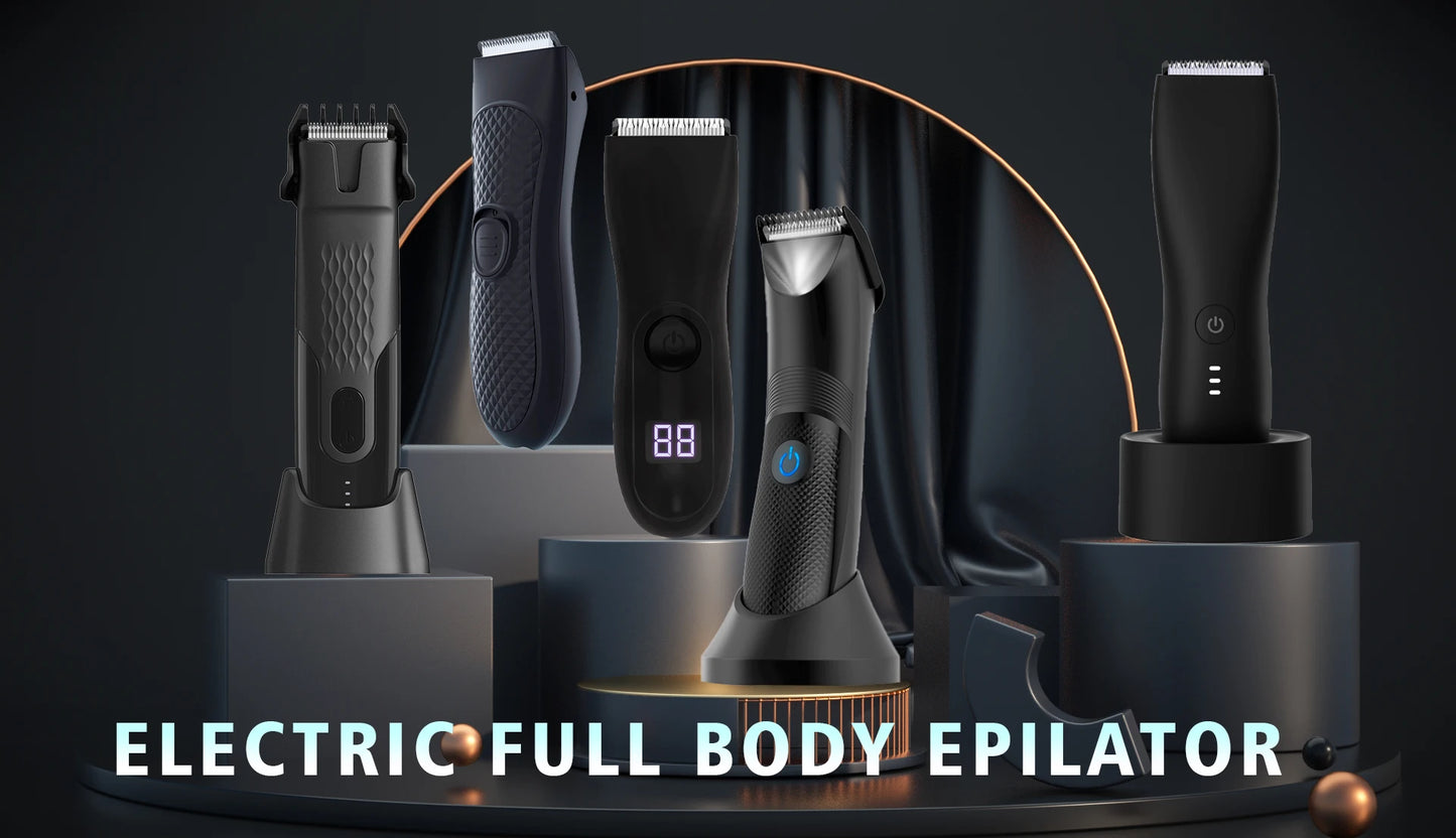 Men's Electric Groin Hair Trimmer Pubic Hair Trimmer Body Grooming Clipper for Men Bikini Epilator Rechargeable Shaver Razor