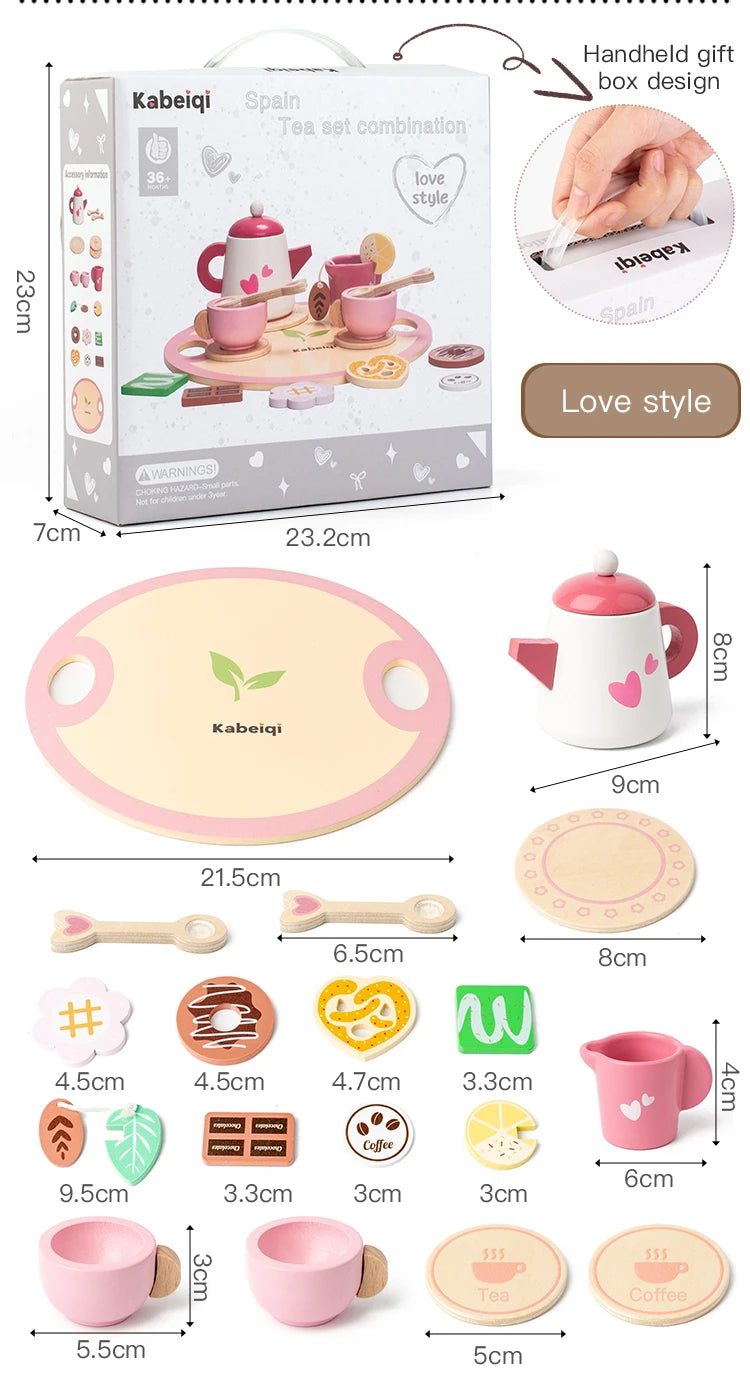 Children's simulation wooden toys, tea set sets, pretend games, baby educational toys, birthday and holiday gifts
