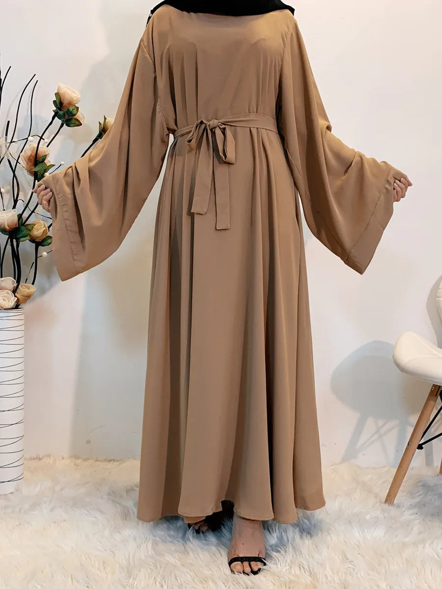 Muslim Women Arabic Dubai Eid Abaya Plus Size Long Dress Modest Ramadan Solid Color Prayer Robe Kaftan Femme Islamic Clothing
