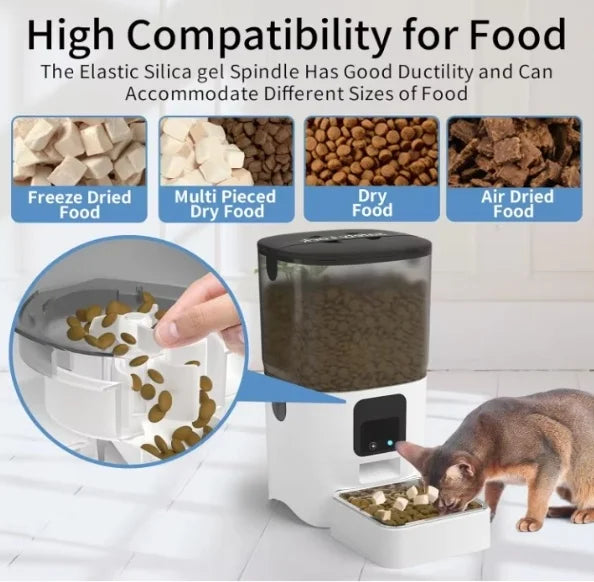 Smart Automatic Cat Feeders: WiFi Pet Feeder with APP Control for Remote Feeding, Detachable for Easy Clean, Automatic Cat Food