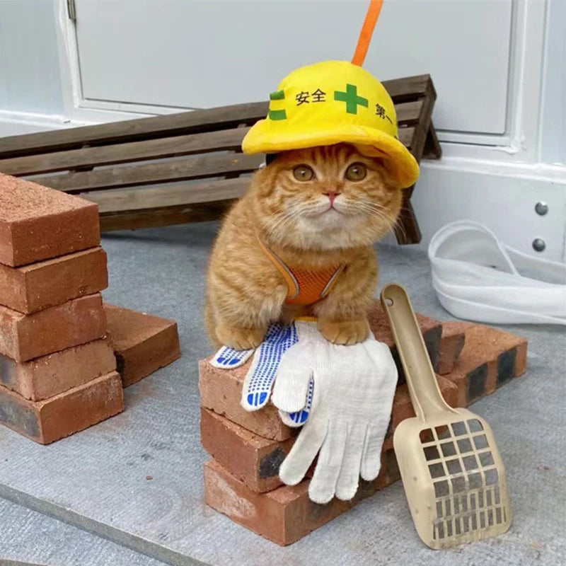 Pet Engineering Team Safety Helmet Puppy Kitten Hat Halloween Pets Accessories Small Medium-Sized Dog Corgi Labrador Photo Props