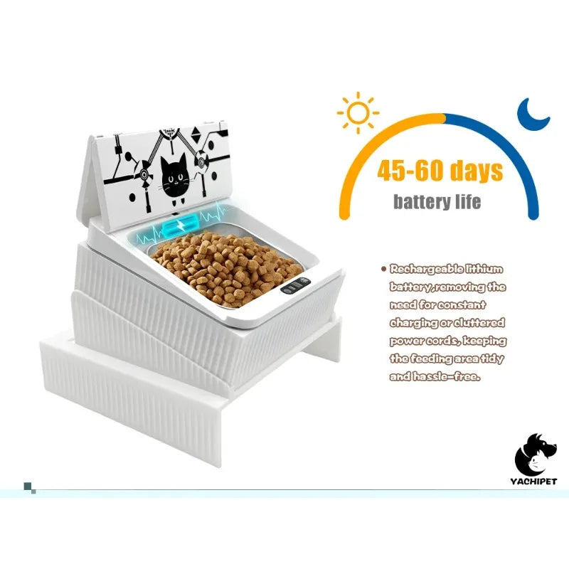 Cat Automatic Feeder Smart Infrared Auto-Opening Pet Bowl Long-lasting Energy with Sealed Lid for Home Outdoor Camping
