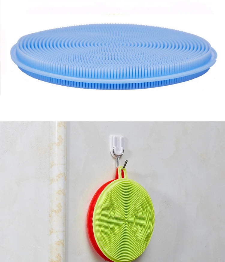Kitchen Gadgets Round Silicone Magic Cleaning Brushes Washing Fruit Brush Insulation Pad Pot Bowl Cleaner Kitchen Accessories