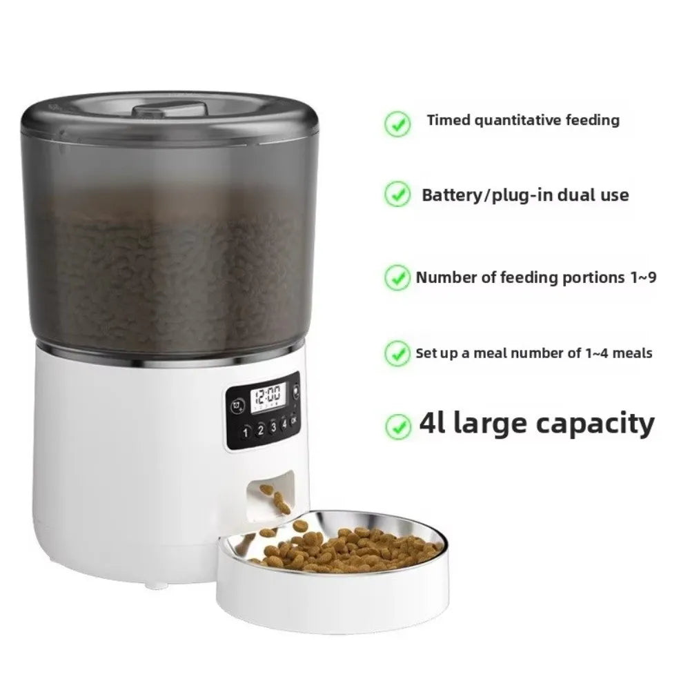 4L Smart Pet Feeder Timed Feeding Remote Control APP Control Feeder Stainless Steel Bowl 9-Meal Dog Food Dispenser Home Use