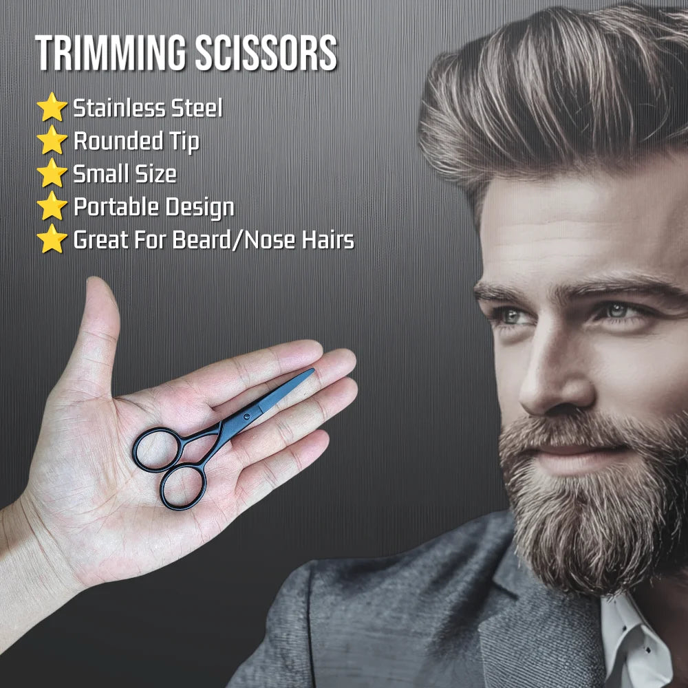 The Gracemen Beard Kit - 6 in 1 Grooming Suit for Men- Beard Template & Brush & Comb & Eyebrow Razor & Scissors with Travel Bag
