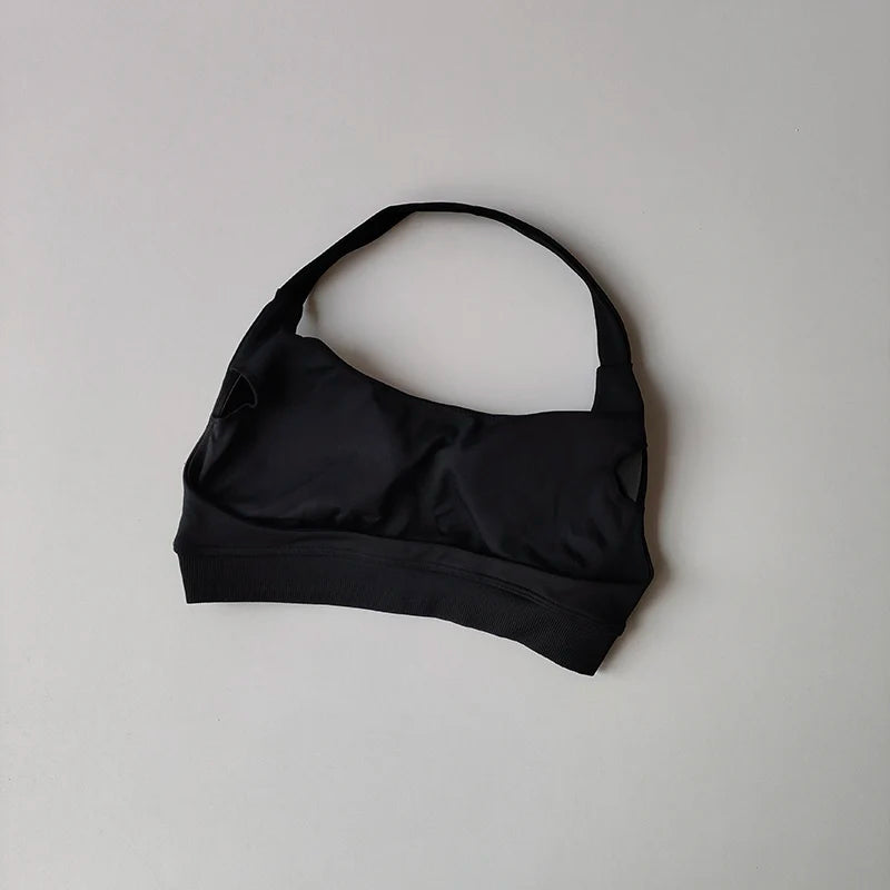 Sports Bra Women Shockproof Seamless Halter Top High Support Push-up Open Back Gym Wear Fitness Yoga Workout Underwear