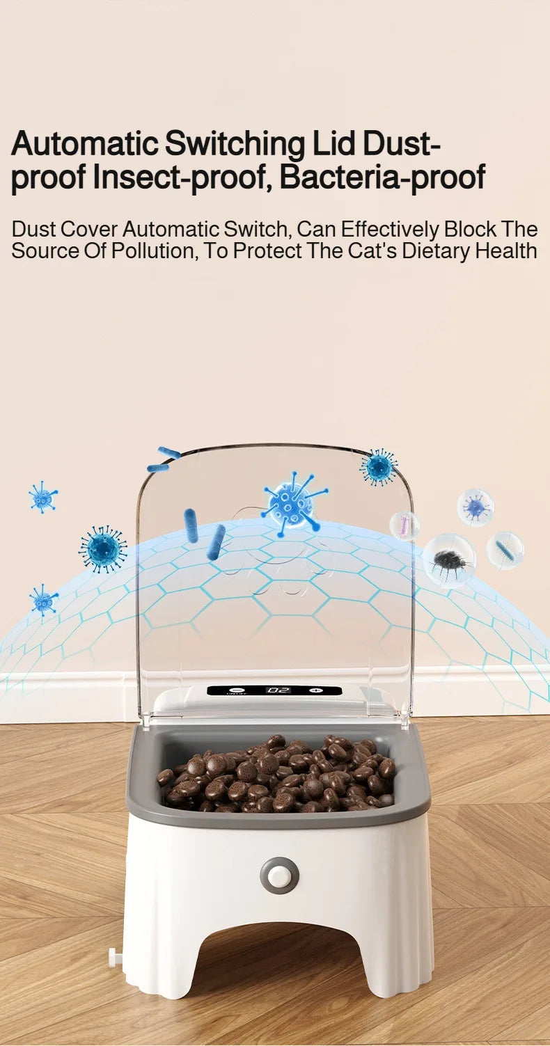 Pet Smart Sensor Feeder Automatic Sensor Open Lid Feeding Machine Cat Food Moistureproof Neck Care Smart Feeder for Small Dog