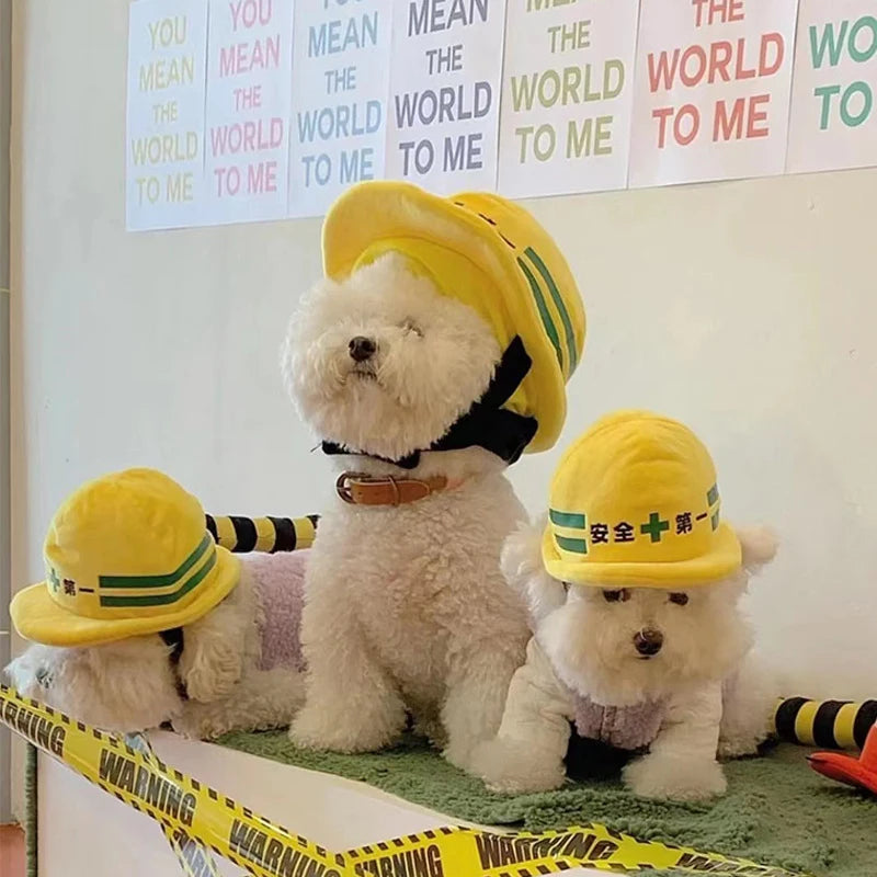 Pet Engineering Team Safety Helmet Puppy Kitten Hat Halloween Pets Accessories Small Medium-Sized Dog Corgi Labrador Photo Props