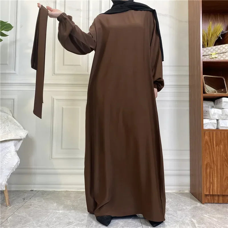 Modest for Muslim Women Casual Abayas Prayer Longue Maxi Dress Dubai Turkey Arabic Robe Belted Ramadan Eid Kaftan Islam Jalabiya