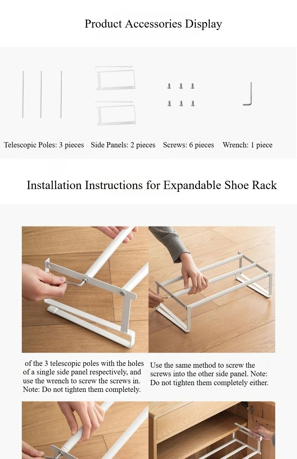 Space - Saving Adjustable Layered Shoe Rack Under - Shelf Holder with Hanging Basket for Home Cabinets