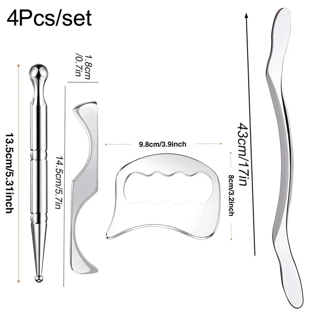 1/4/5/7pcs Stainless Steel Gua Sha Scraping Massage Tool Set IASTM Tools Great Soft Tissue Mobilization Tool