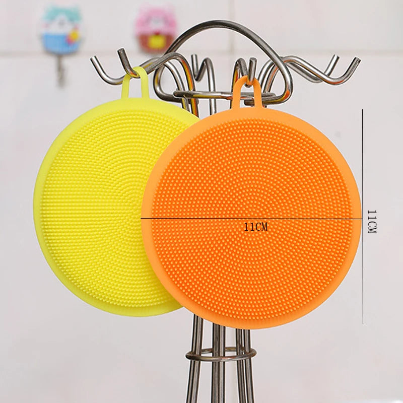 Kitchen Gadgets Round Silicone Magic Cleaning Brushes Washing Fruit Brush Insulation Pad Pot Bowl Cleaner Kitchen Accessories