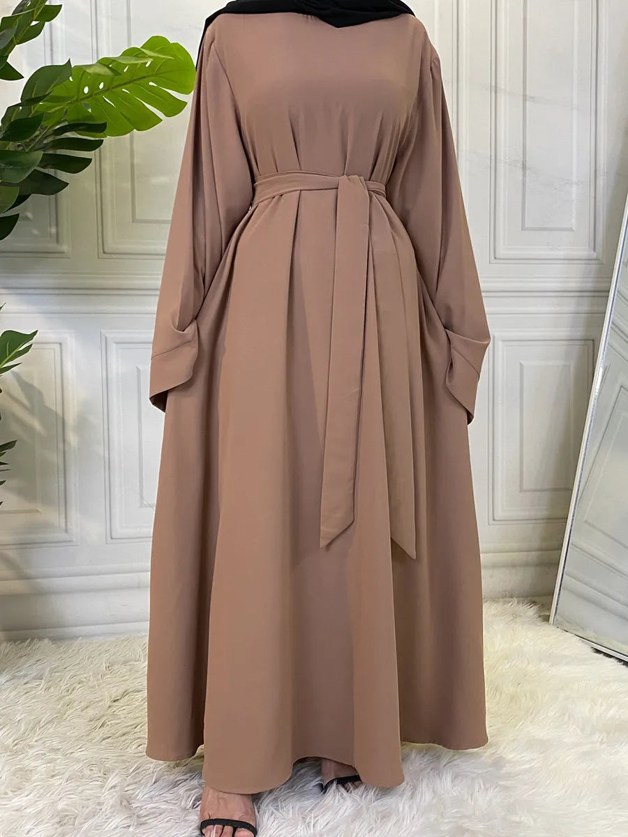 Muslim Women Arabic Dubai Eid Abaya Plus Size Long Dress Modest Ramadan Solid Color Prayer Robe Kaftan Femme Islamic Clothing