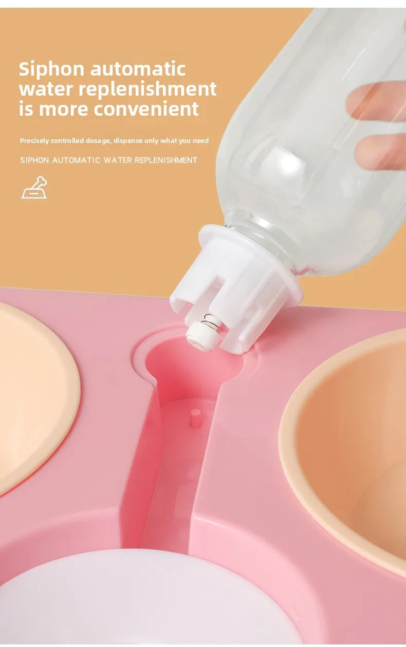 Pet feeding bowl cloud-shaped three bowls of food, snacks, water integrated feeder