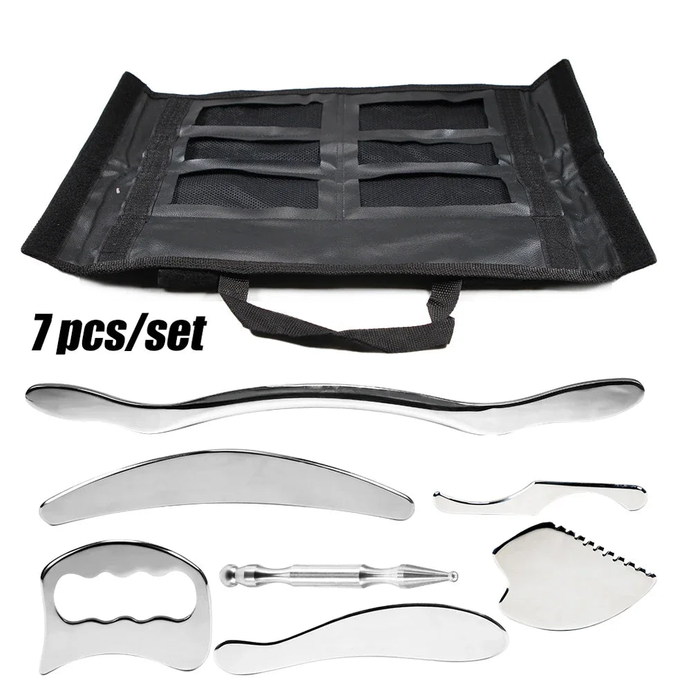 1/4/5/7pcs Stainless Steel Gua Sha Scraping Massage Tool Set IASTM Tools Great Soft Tissue Mobilization Tool
