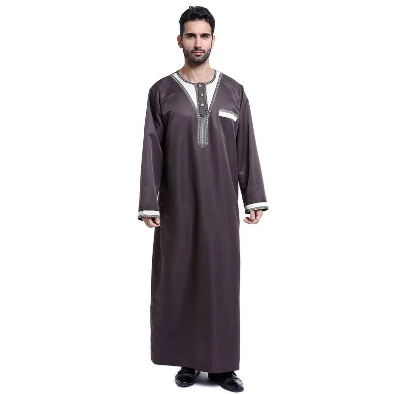 Islamic Ethnic Costume Muslim Clothing Ramadan Arabic Kaftan Colorful Long Sleeve Robes Middle East Men Clothes Festival Party