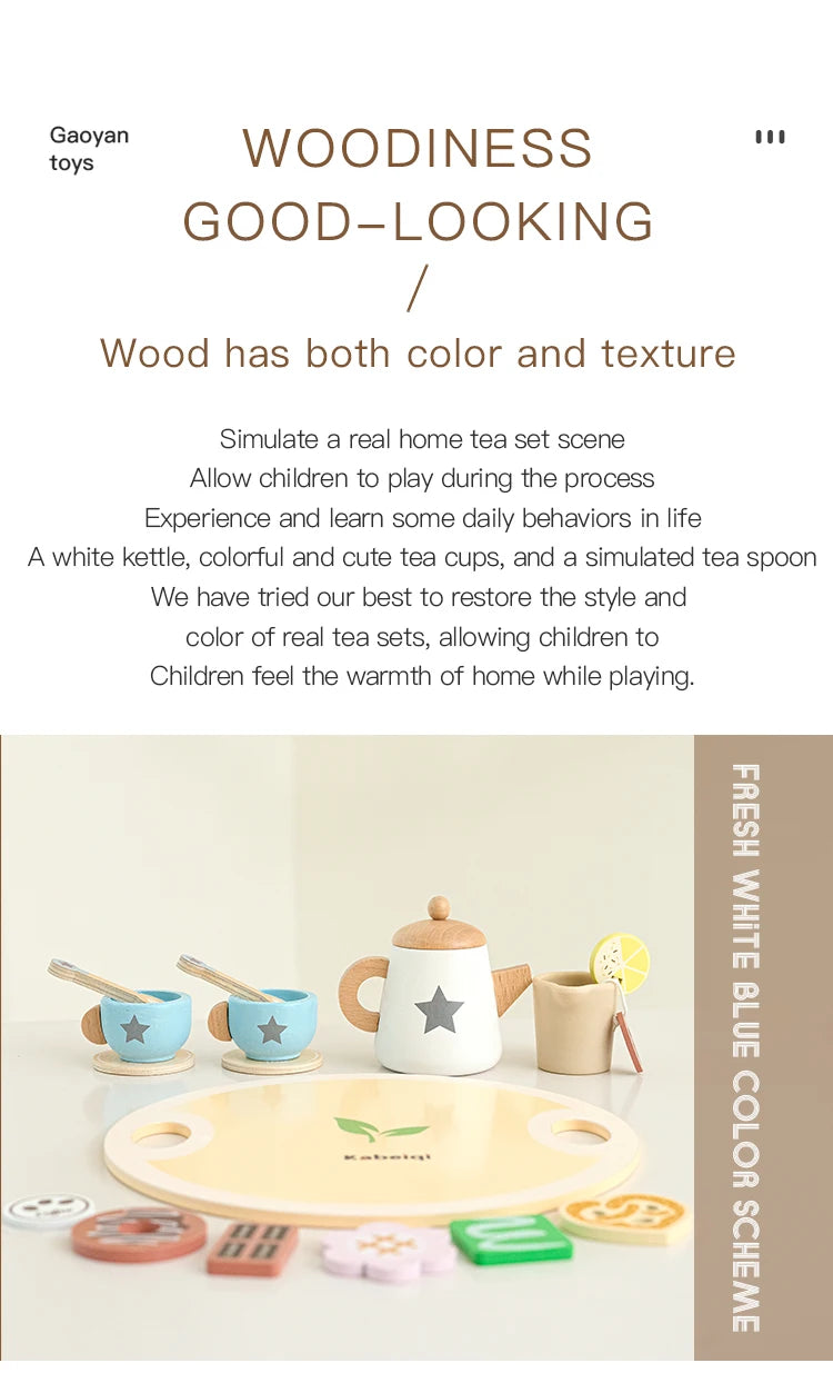 Children's simulation wooden toys, tea set sets, pretend games, baby educational toys, birthday and holiday gifts