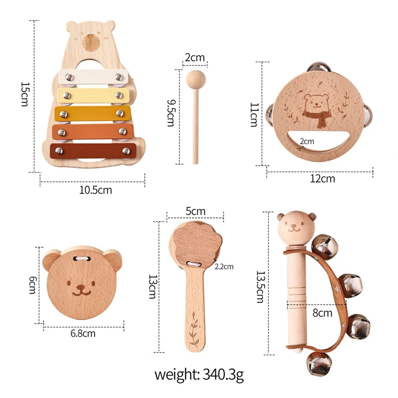 Montessori Toys Baby Music Toys Musical Instrument Wooden Educational Toys Baby 0 3 Years Toys Bear Xylophone Children toys