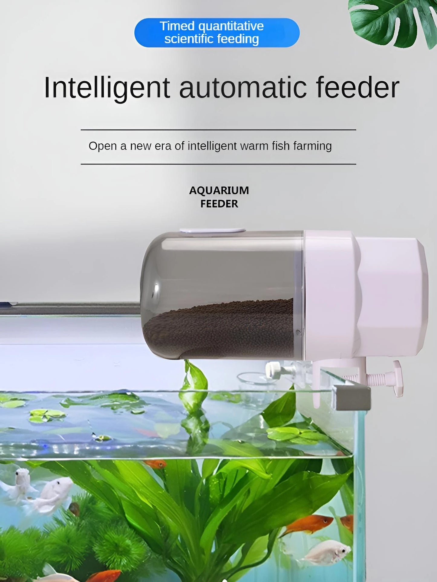 Automatic Fish Feeder with Smart Timer, 3 Feeding Modes, Large Capacity & Quiet for Aquarium Fish/Turtles
