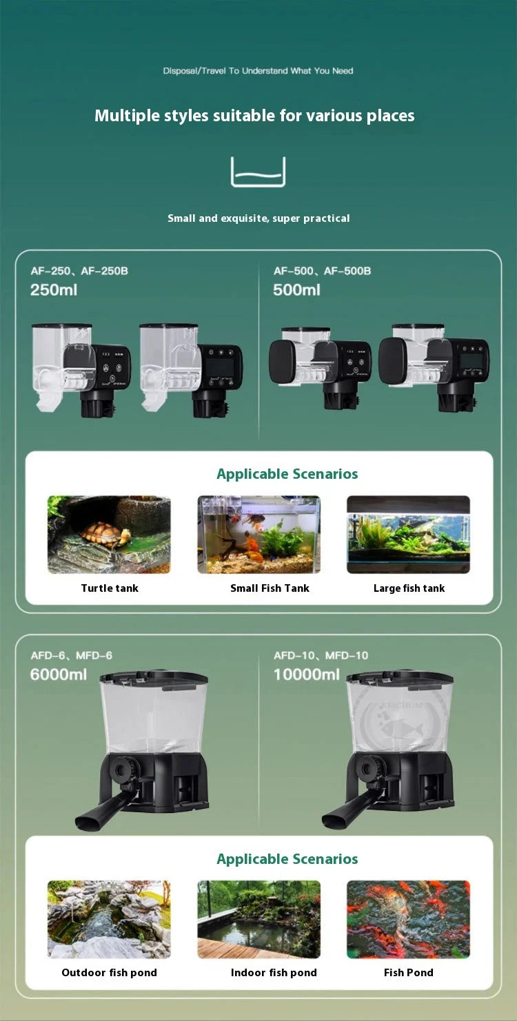 Jietao Smart Fish Tank Feeder for Ornamental Fish, Automatic Food Dispenser with Timer, 500ml Large Capacity