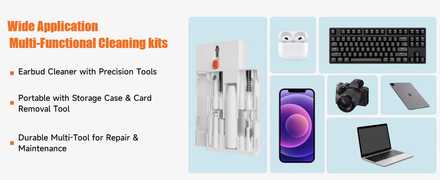 Electronics Cleaning Kit - The Ultimate Gadget for iPhone, AirPods, Android, Keyboards, Soft Brushes, Screen Wipes, Keycap Tool