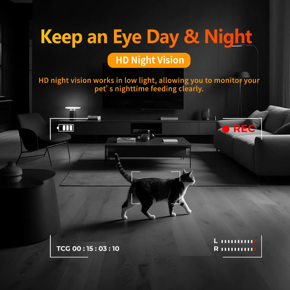 Smart Pet Feeder with 15CM Elevated Camera Tuya App Control for Busy Pet Owners FURPIPI Automatic Cats Dog Food Feeder Dispenser