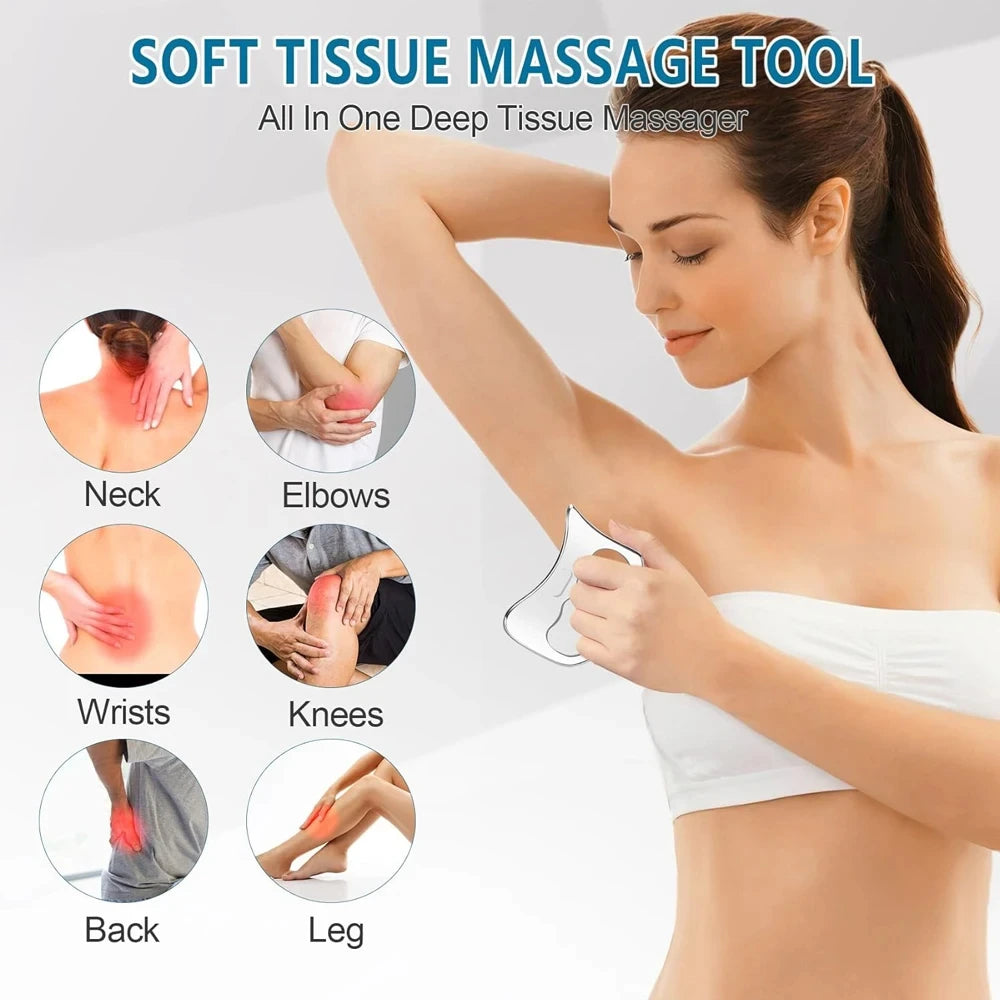 Stainless Steel Gua Sha Massage Tools Muscle Scraper Tool,Graston Tool Set for myofascial Release,Scar Tissue Massager for Back