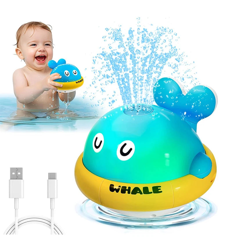 Baby Bath Toys, Light Up Whale Sprinkler Bath Toys for Kids , Pool Water Toys for Toddlers Bathtub Fountain Toys Water Toys