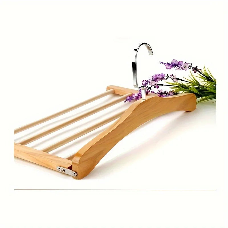 [Space-Saving] Space-Saving Wooden Pants Hanger |   1pc |   Wooden |   Multi-Tier |   Closet Organizer for Ties, Scarves & More