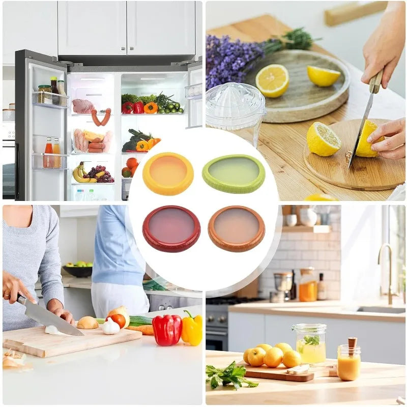 4 Fresh Fruit Storage Box, Fruit Saver Containers,Fruit Storage Containers, Reusable Silicone Food Savers Fridge Storage Boxes