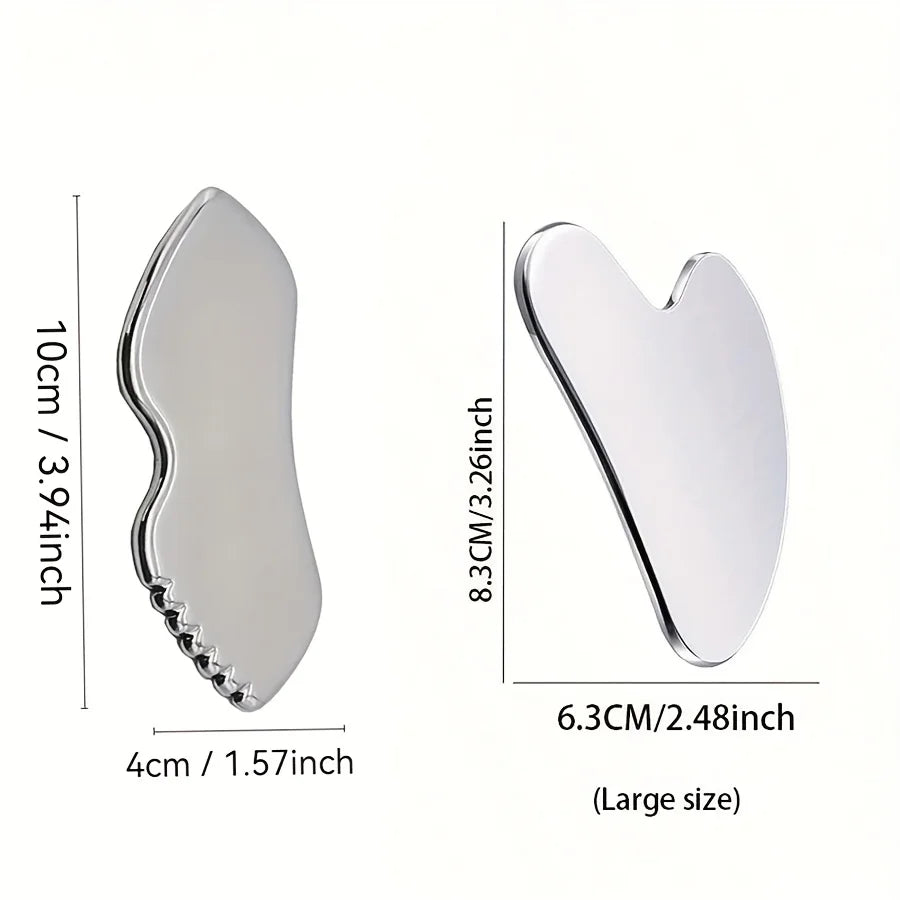 2/3 Piece Set, High Quality Stainless Steel Gua Sha Tool Set, Heart and Lip Shape, Facial Care Tools, Storage Bag