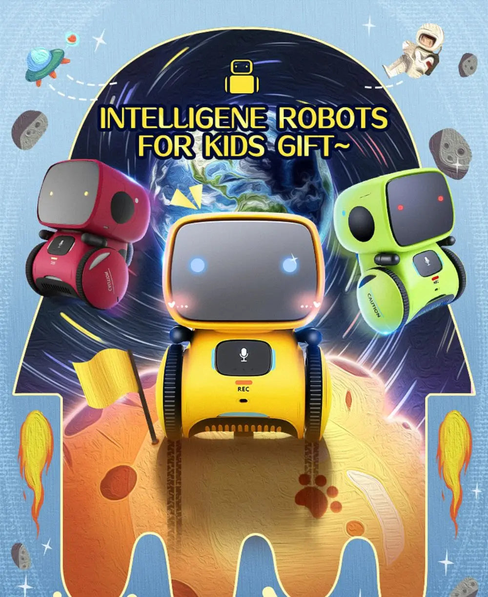 Toy Robot Intelligent Robots Russian & English & Spanish Version Voice & Touch control Toys Interactive Educational RC Robot