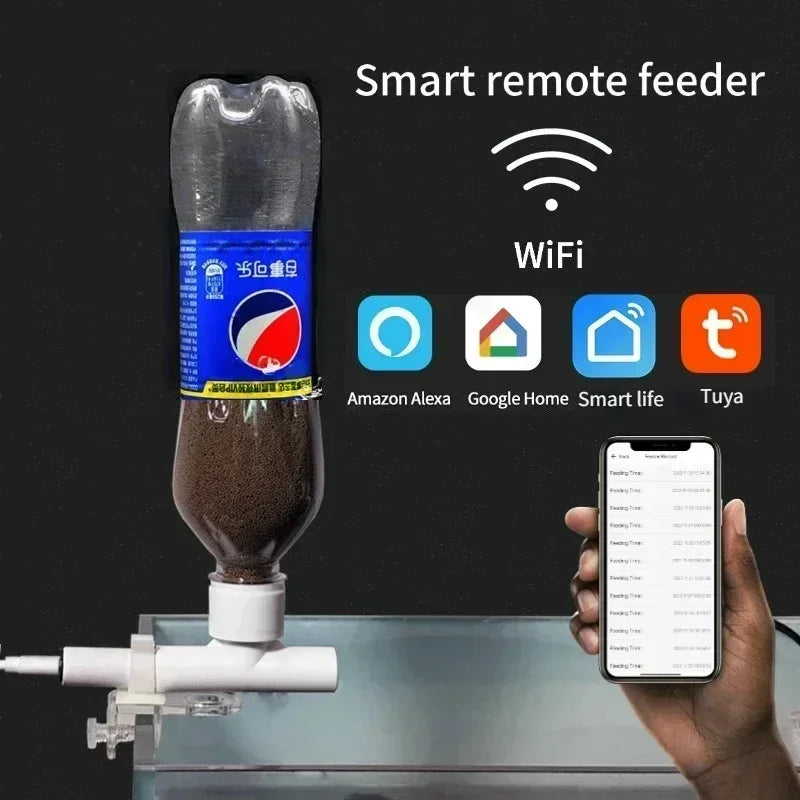 Automatic Fish Feeder - WiFi Smart Feeder for Aquarium, Timed Remote Control Fish Tank Food Dispenser Fish Shrimp Feeding