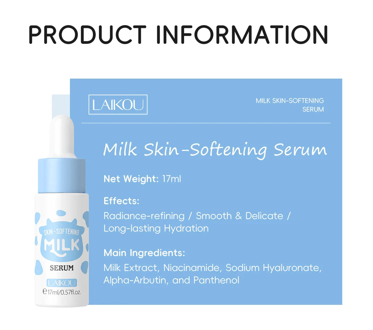 Milk Facial Serum for Face Skincare Moisturizing Hydrating Facial Essence Beauty Face Serum Cream Skin Care Products 17ml