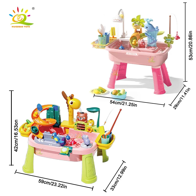 Children's kitchen toys electric fun water play water wash basin fishing dishwashing home role-playing baby early education toys