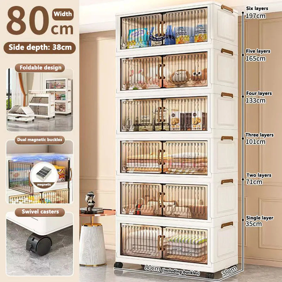 Foldable Sundries Cabinet Dustproof Storage Wardrobe Home Organization Solution