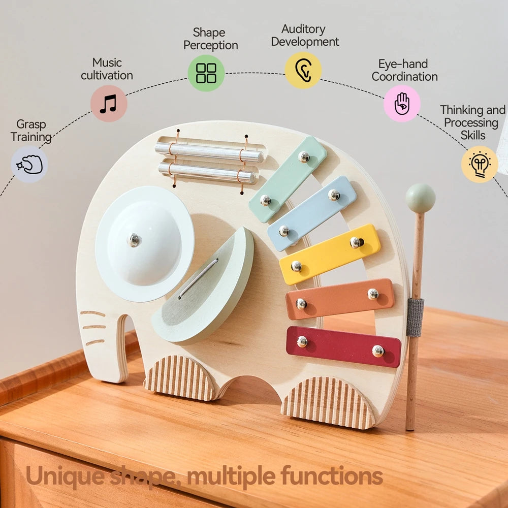 Wooden Instruments Baby Toys Educational Toys Elephant Xylophone Children's Musical Toys Newborn Birthday Gifts Music Table Toys